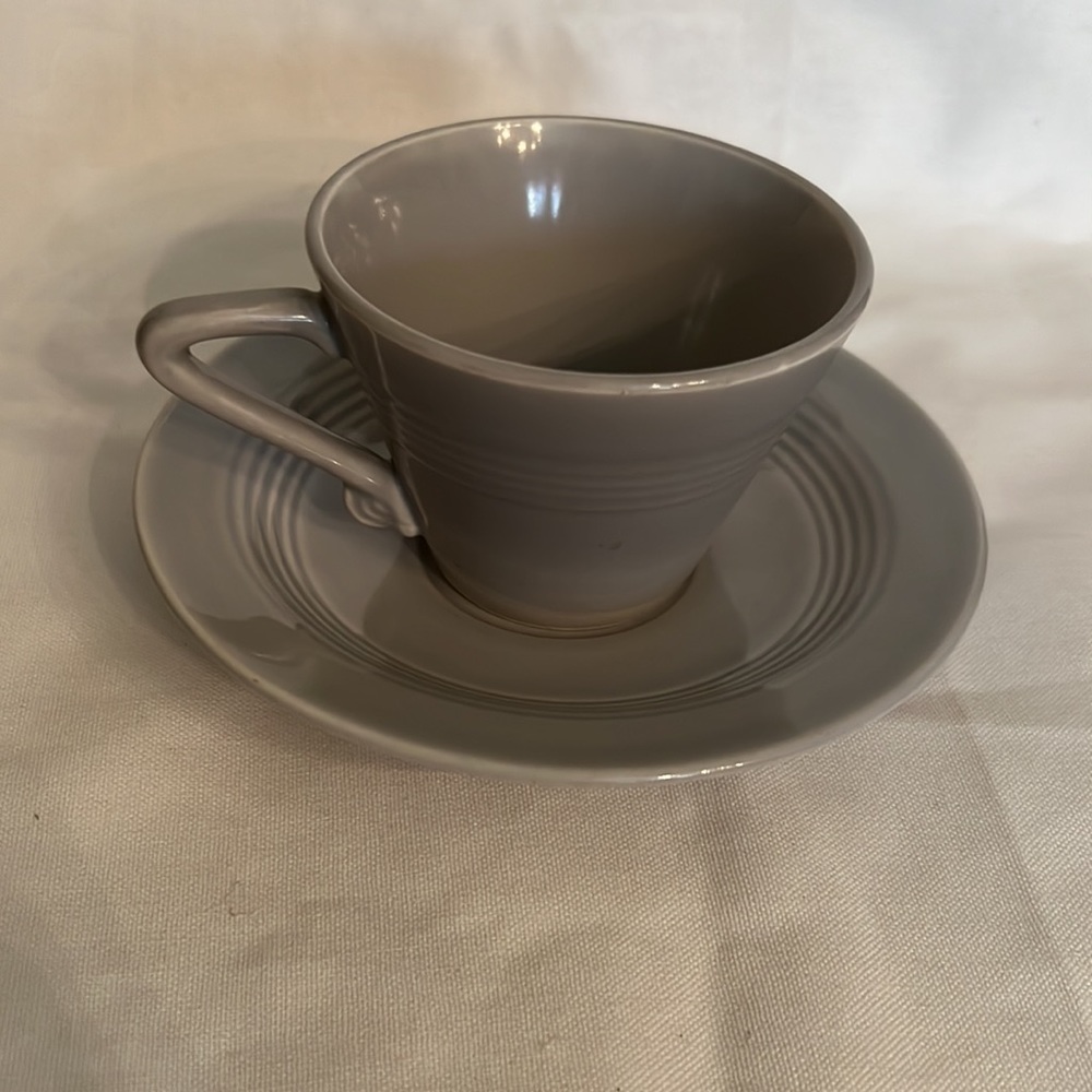 Vintage Homer Laughlin, Harlequin Gray Cup and Saucer Set